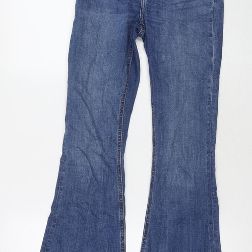Denim & Co. Womens Blue Cotton Flared Jeans Size 6 L32 in Regular Zip