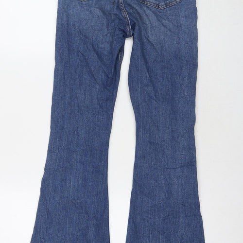 Denim & Co. Womens Blue Cotton Flared Jeans Size 6 L32 in Regular Zip