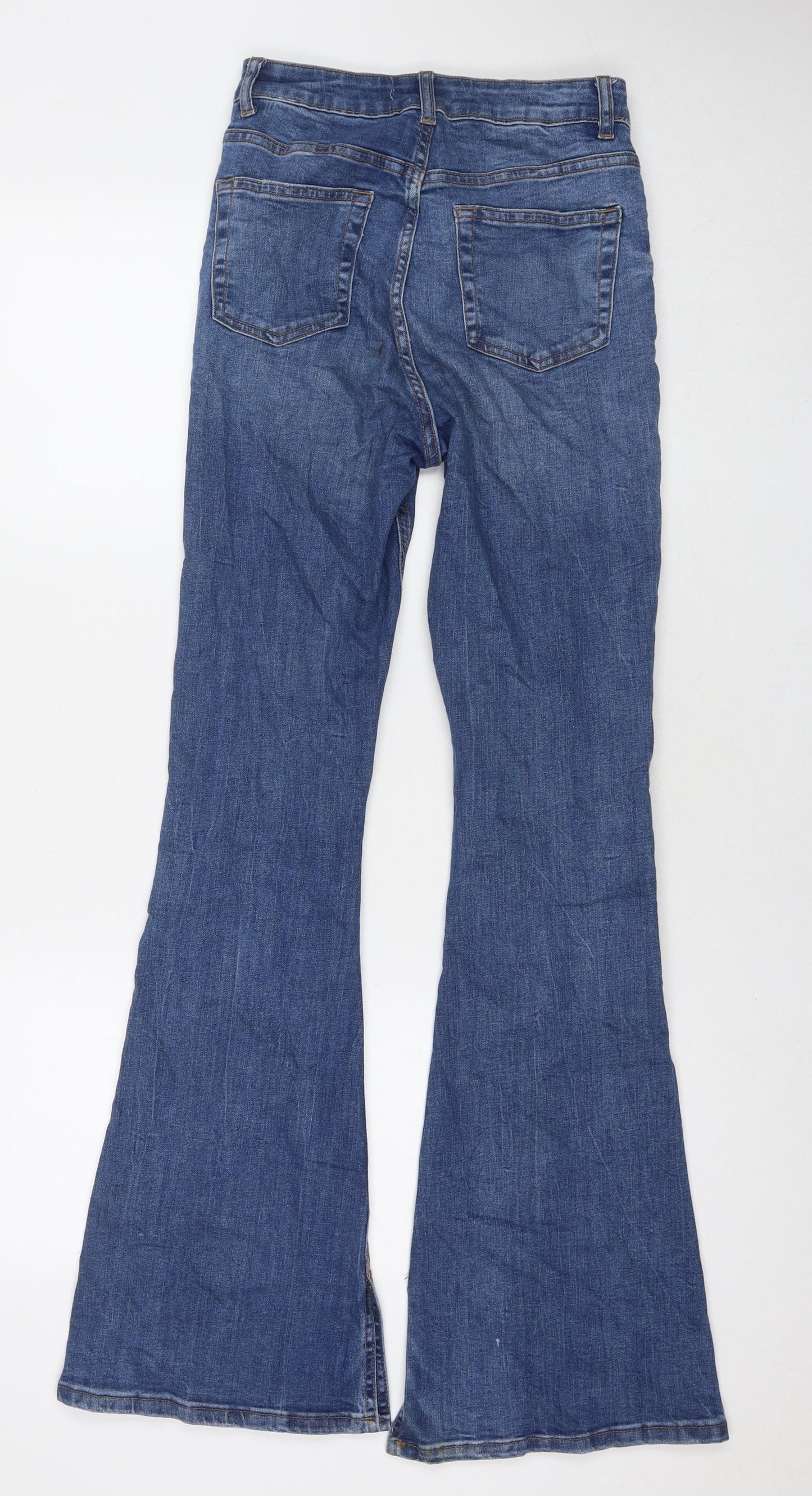 Denim & Co. Womens Blue Cotton Flared Jeans Size 6 L32 in Regular Zip