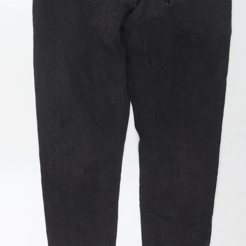 Denim & Co. Womens Black Cotton Straight Jeans Size 14 L26 in Regular Zip