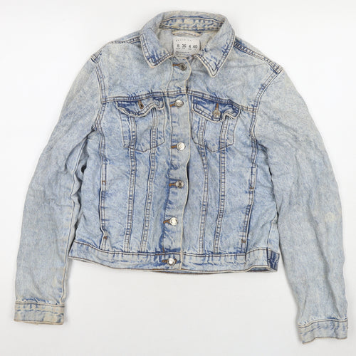Denim & Co. Womens Blue Jacket Size 8 Button