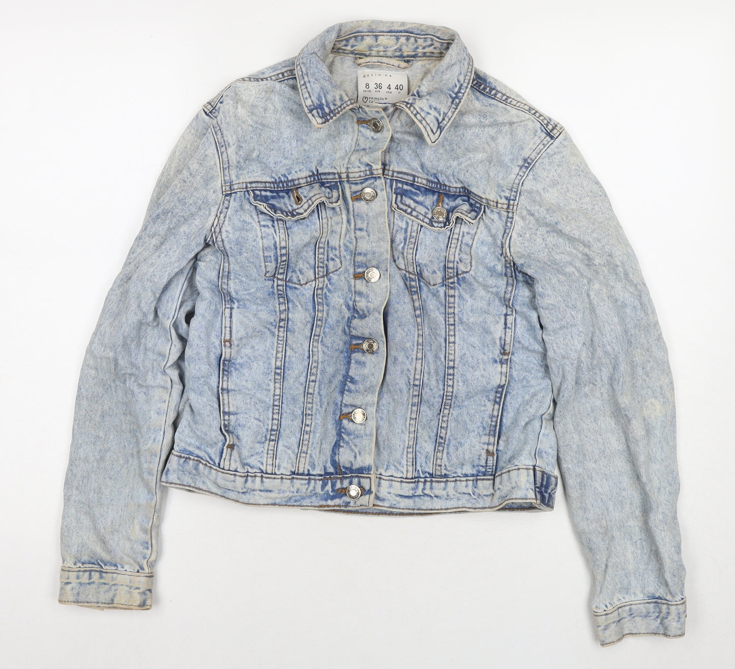 Denim & Co. Womens Blue Jacket Size 8 Button
