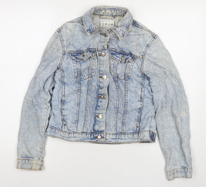 Denim & Co. Womens Blue Jacket Size 8 Button