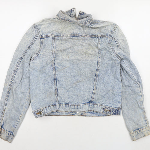 Denim & Co. Womens Blue Jacket Size 8 Button