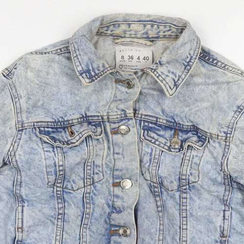 Denim & Co. Womens Blue Jacket Size 8 Button