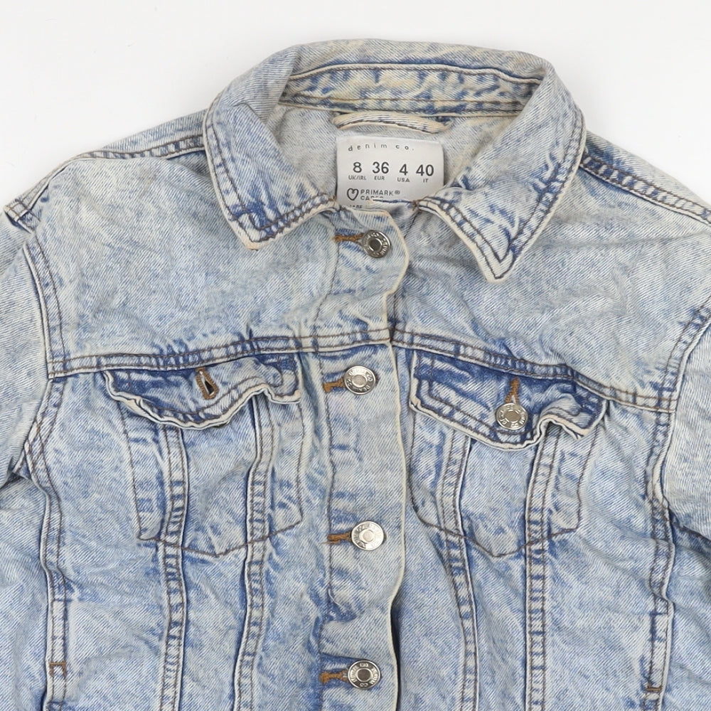 Denim & Co. Womens Blue Jacket Size 8 Button