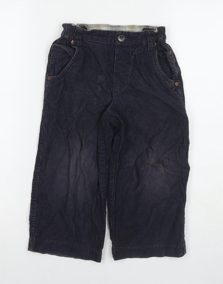 Logon Boys Blue Cotton Chino Trousers Size 4 Years Regular Zip