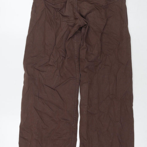 Divided by H&M Womens Brown Cotton Wide-Leg Jeans Size 6 L30 in Regular Zip