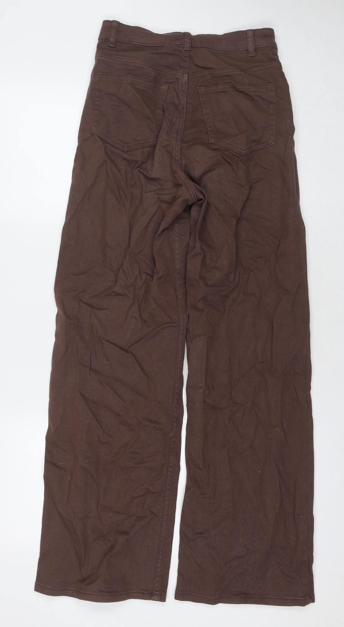 Divided by H&M Womens Brown Cotton Wide-Leg Jeans Size 6 L30 in Regular Zip