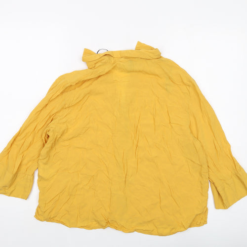 H&M Womens Yellow Viscose Basic Blouse Size 10 V-Neck