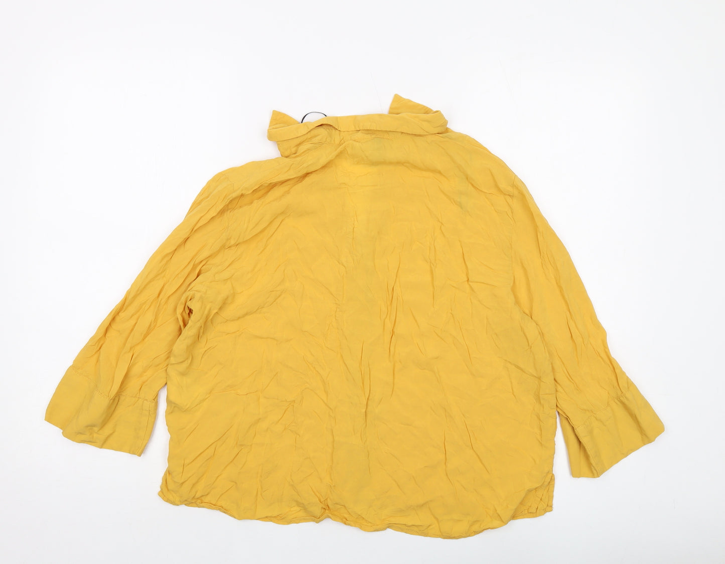 H&M Womens Yellow Viscose Basic Blouse Size 10 V-Neck