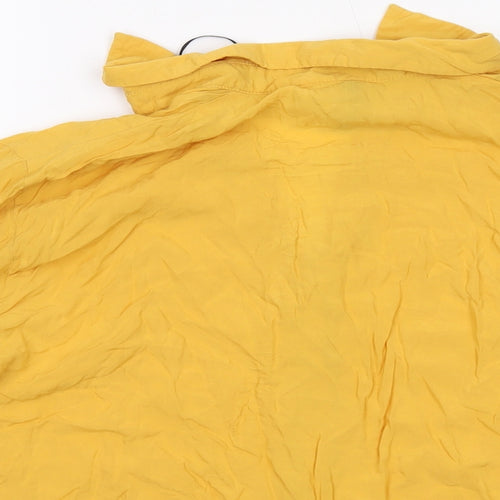 H&M Womens Yellow Viscose Basic Blouse Size 10 V-Neck
