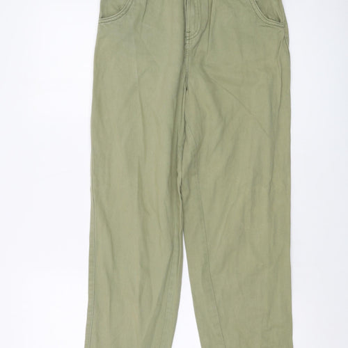 H&M Womens Green Cotton Straight Jeans Size 6 L27 in Regular Button