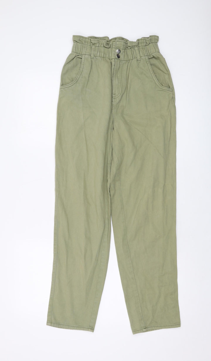 H&M Womens Green Cotton Straight Jeans Size 6 L27 in Regular Button