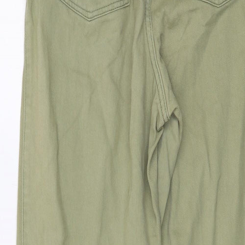 H&M Womens Green Cotton Straight Jeans Size 6 L27 in Regular Button
