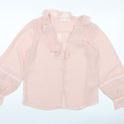 Per Una Womens Pink Polyester Basic Blouse Size 8 V-Neck