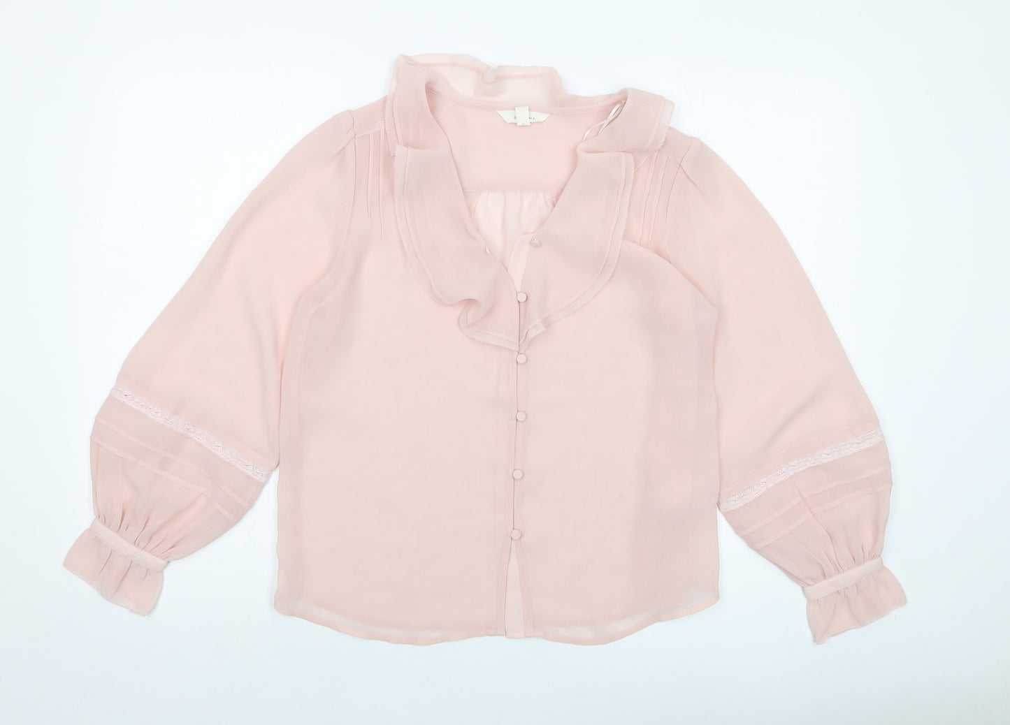 Per Una Womens Pink Polyester Basic Blouse Size 8 V-Neck