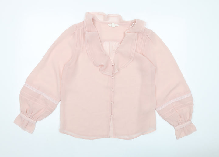 Per Una Womens Pink Polyester Basic Blouse Size 8 V-Neck