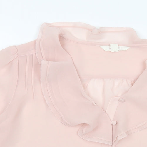 Per Una Womens Pink Polyester Basic Blouse Size 8 V-Neck