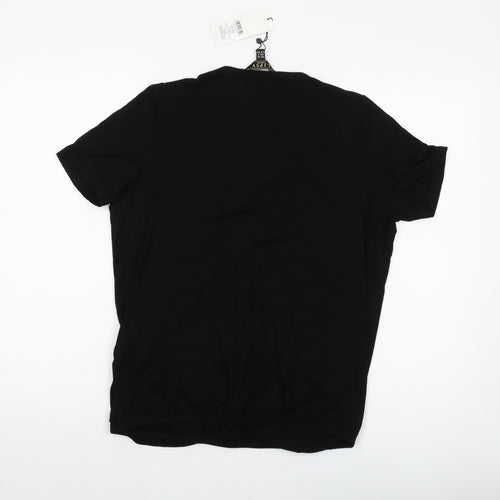 Lipsy Womens Black Viscose Basic T-Shirt Size 12 Round Neck