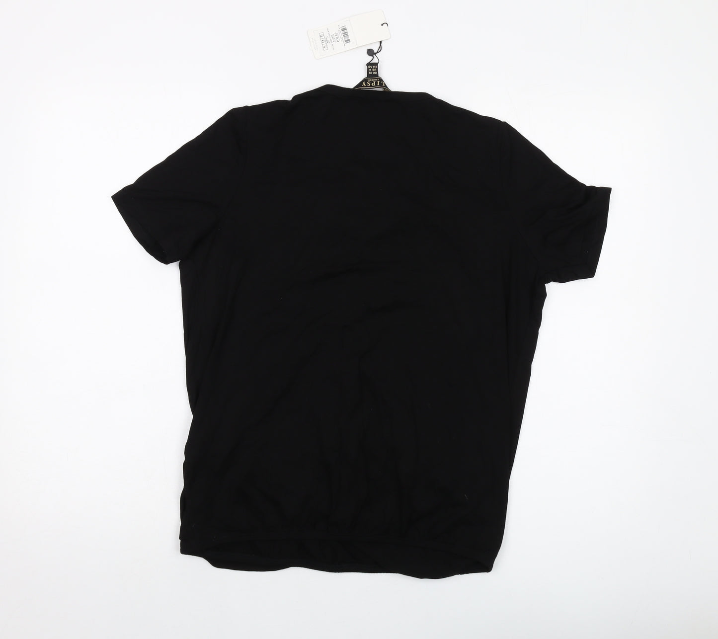Lipsy Womens Black Viscose Basic T-Shirt Size 12 Round Neck