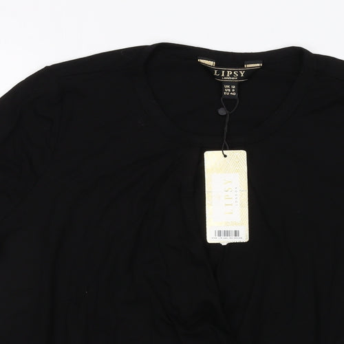 Lipsy Womens Black Viscose Basic T-Shirt Size 12 Round Neck