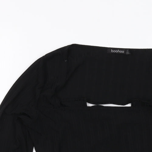 Boohoo Womens Black Polyester Cropped Blouse Size 10 Square Neck