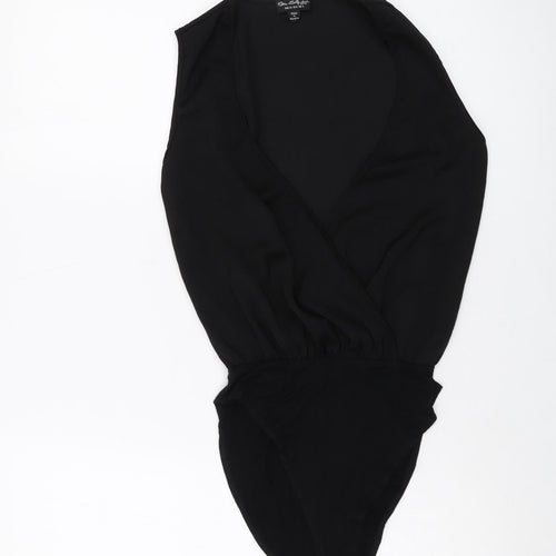 Miss Selfridge Womens Black Polyester Bodysuit One-Piece Size 4 Snap