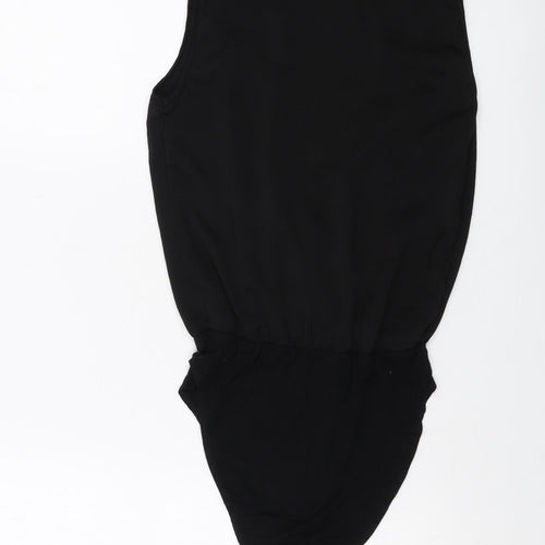 Miss Selfridge Womens Black Polyester Bodysuit One-Piece Size 4 Snap