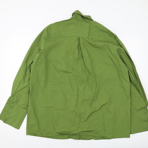 PRETTYLITTLETHING Womens Green Cotton Basic Button-Up Size 2 Collared