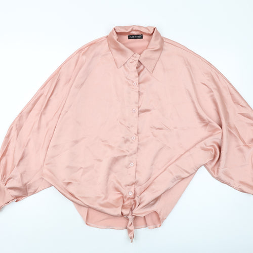 I SAW IT FIRST Womens Pink Polyester Basic Blouse Size 10 Collared