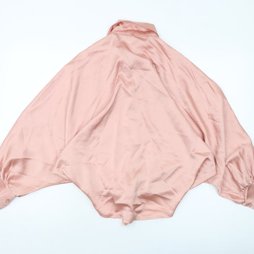 I SAW IT FIRST Womens Pink Polyester Basic Blouse Size 10 Collared