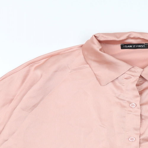 I SAW IT FIRST Womens Pink Polyester Basic Blouse Size 10 Collared