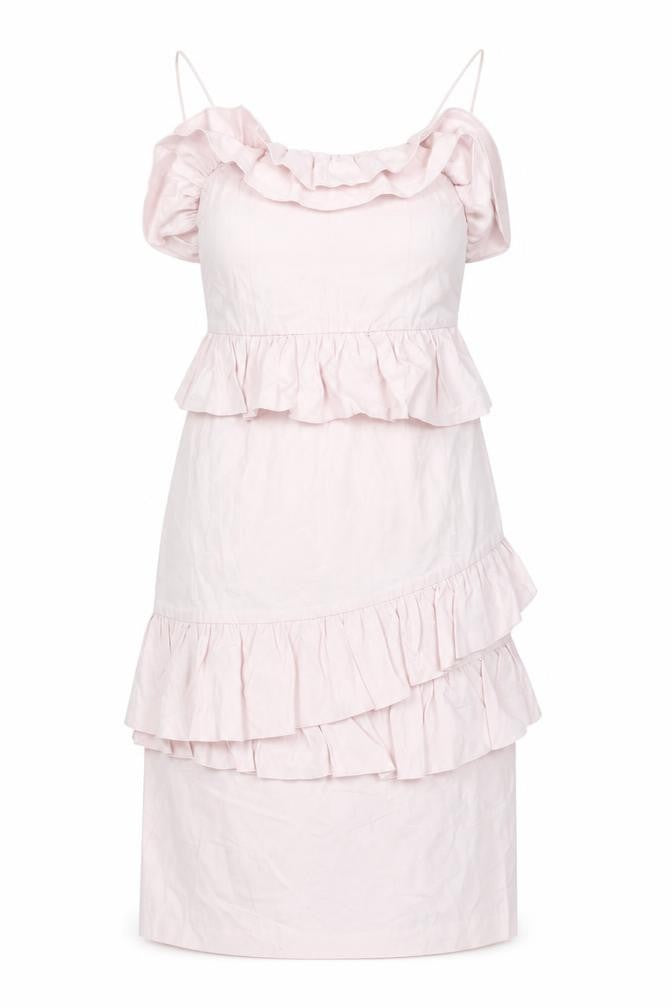 Front view of H&M women’s pink viscose sheath, size UK 10, square neck pullover