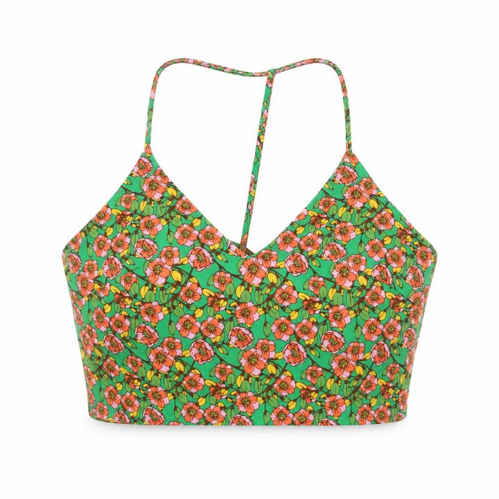 Nasty Gal Womens Green Floral Polyester Cropped Tank Size 14 V-Neck