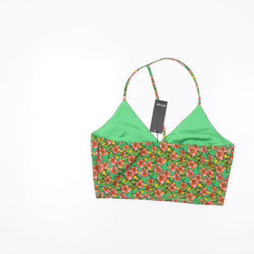 Nasty Gal Womens Green Floral Polyester Cropped Tank Size 14 V-Neck