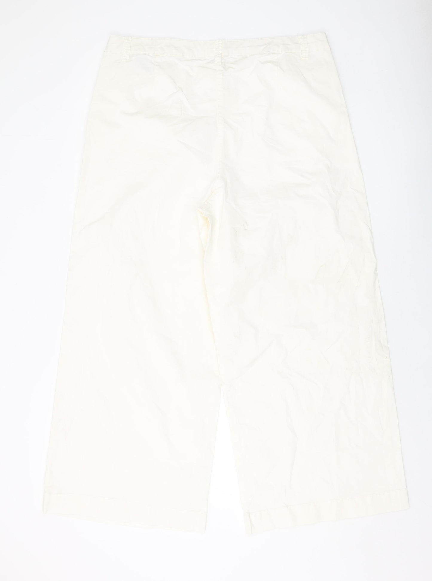 Marks and Spencer Womens Ivory Cotton Trousers Size 18 L27 in Regular Button