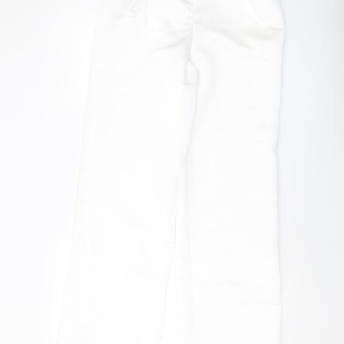 Boohoo Womens White Polyester Trousers Size 8 L32 in Regular Button