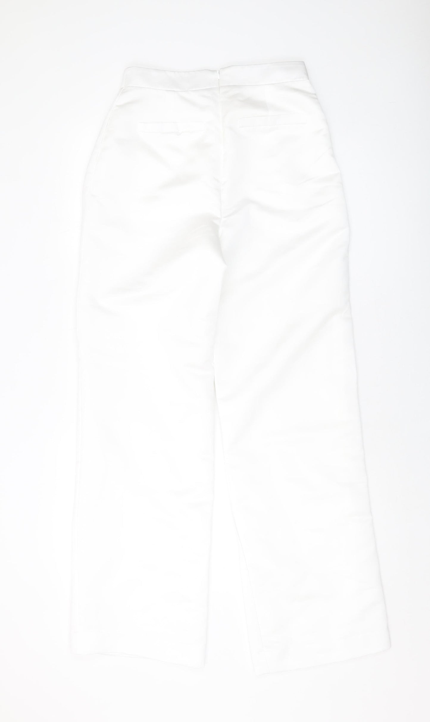 Boohoo Womens White Polyester Trousers Size 8 L32 in Regular Button