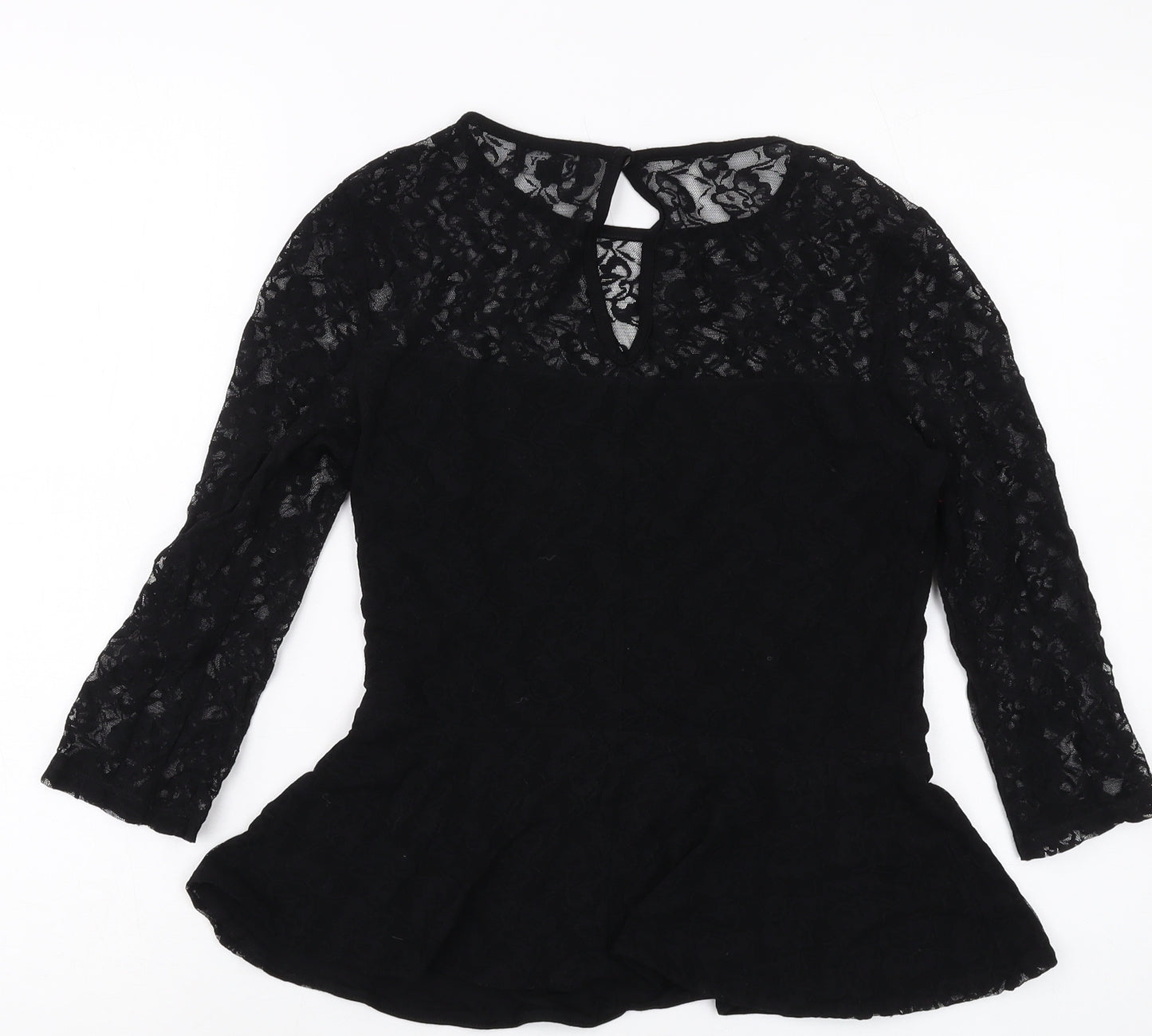 Lipsy Womens Black Polyester Basic Blouse Size 10 Round Neck