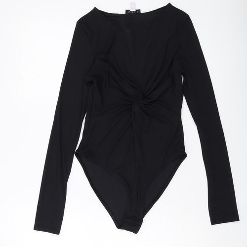 Topshop Womens Black Polyester Bodysuit One-Piece Size 12 Snap