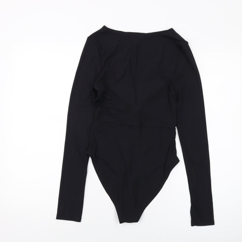 Topshop Womens Black Polyester Bodysuit One-Piece Size 12 Snap