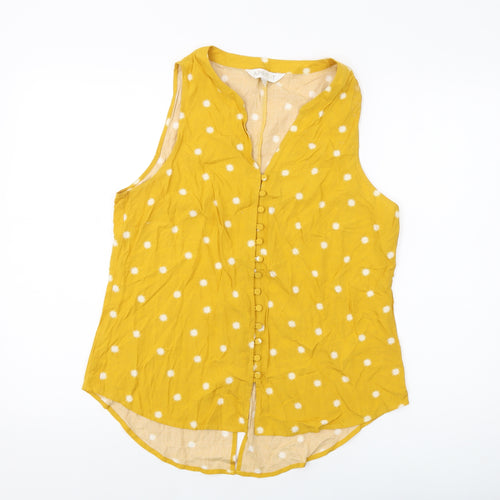 Apricot Womens Yellow Geometric Viscose Basic Tank Size 12 V-Neck