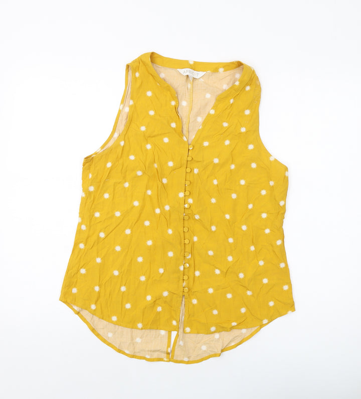 Apricot Womens Yellow Geometric Viscose Basic Tank Size 12 V-Neck