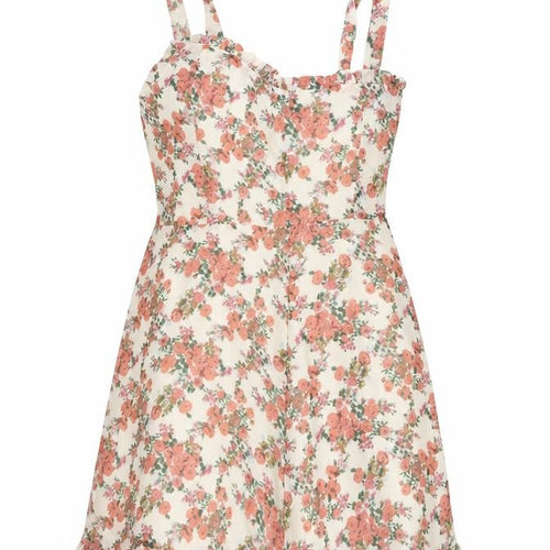 Nasty Gal Womens Pink Floral Polyester A-Line Size 12 Square Neck Zip