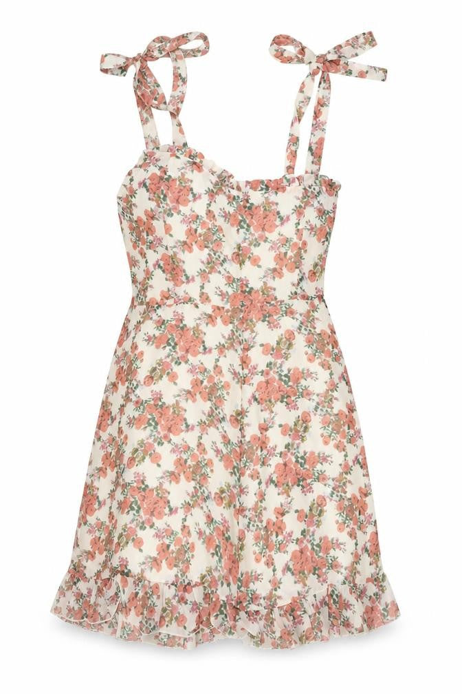 Nasty Gal Womens Pink Floral Polyester A-Line Size 12 Square Neck Zip