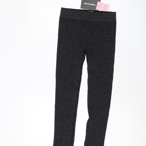 PRETTYLITTLETHING Womens Black Polyamide Capri Leggings Size M L23 in