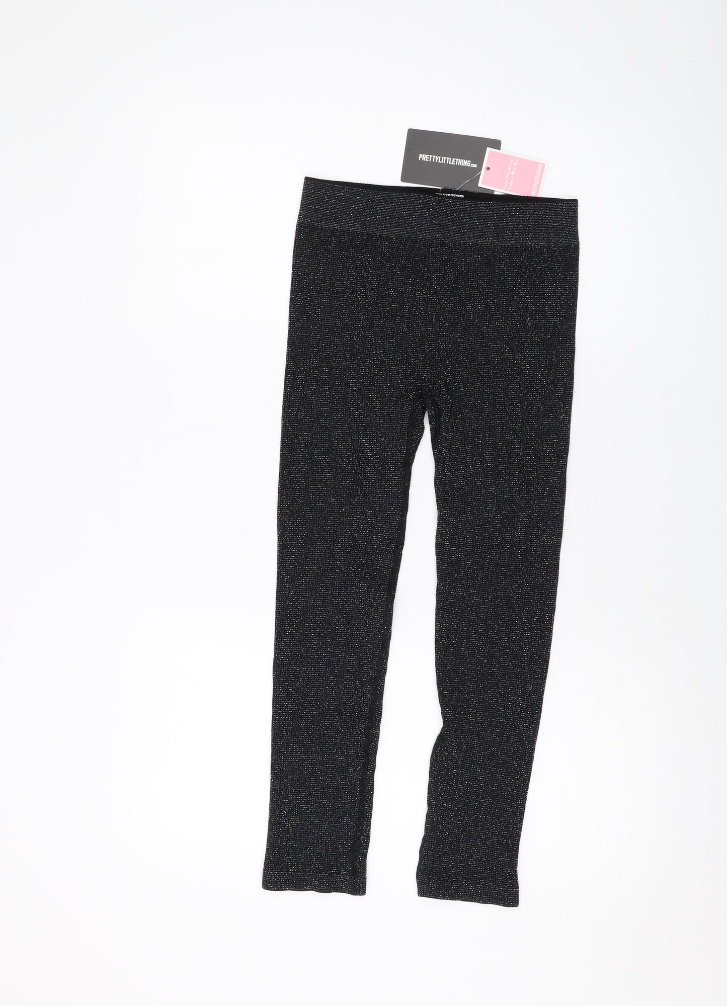 PRETTYLITTLETHING Womens Black Polyamide Capri Leggings Size M L23 in
