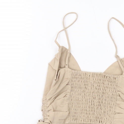 H&M Womens Beige Viscose Cropped Tank Size XS V-Neck