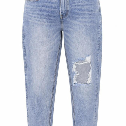 Misspap Womens Blue Cotton Mom Jeans Size 10 L27 in Regular Button